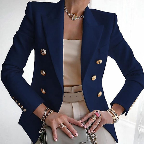 Elegant Dam Business Pendlare Kort Kostymjacka - 2XL Lila Blå