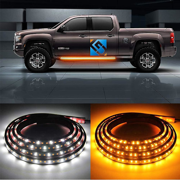 2 stk Fleksible LED Running Board Lys til Pickup Trucks Nødsidemarkering Blinklyslysstang