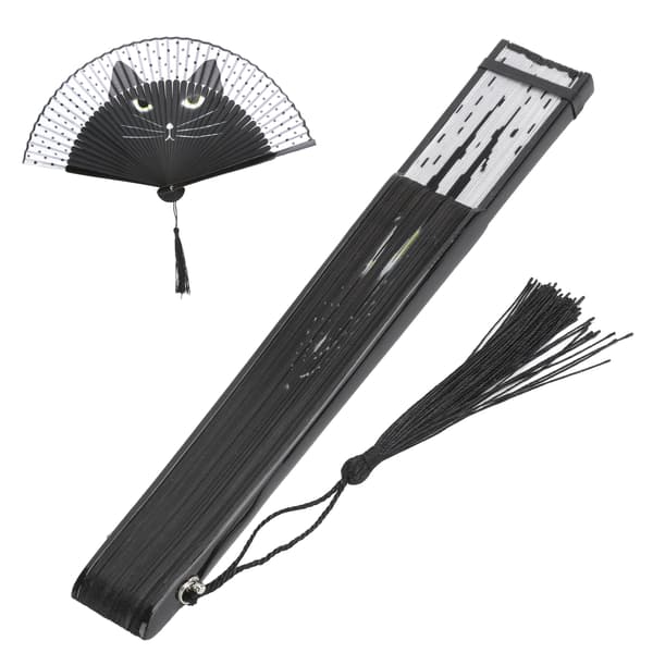 Kattvikfläkt Japansk stil Tecknad handmålad bläckstråle bröllopsdans kyrkpresenter
