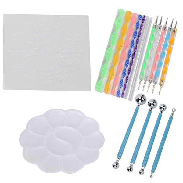 20 stk. Mandala Dotting Tools Sæt DIY Kunst Rock Dot Stencil Bakke Maleri Tilbehør