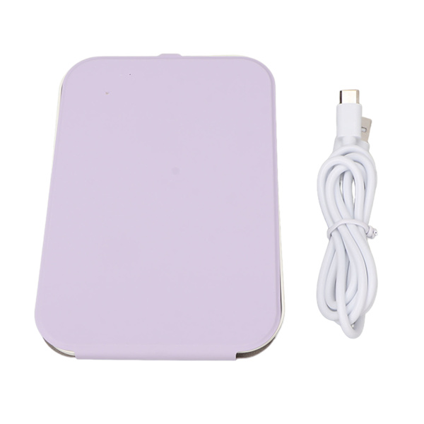 LED Makeup Spejl 3 Lysfarver Justerbar Lysstyrke Touch Switch Spejl til Hjem Rejse Brug Lilla