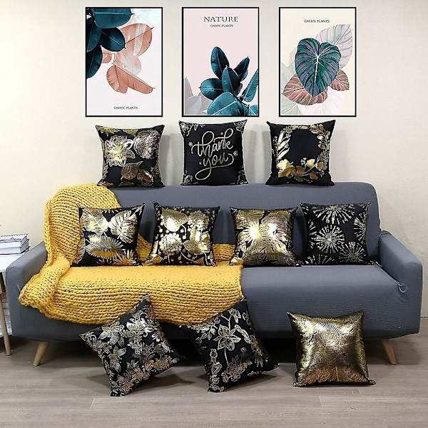 Sett med 10 vakre putetrekk, dekorativt putetrekk til bil, sofa, hjemmeinnredning, 45 x 45 cm