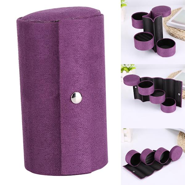 Kannettava 3-kerroksinen sylinterin muotoinen korujen organizer tytöille, naisille, lahja violetti