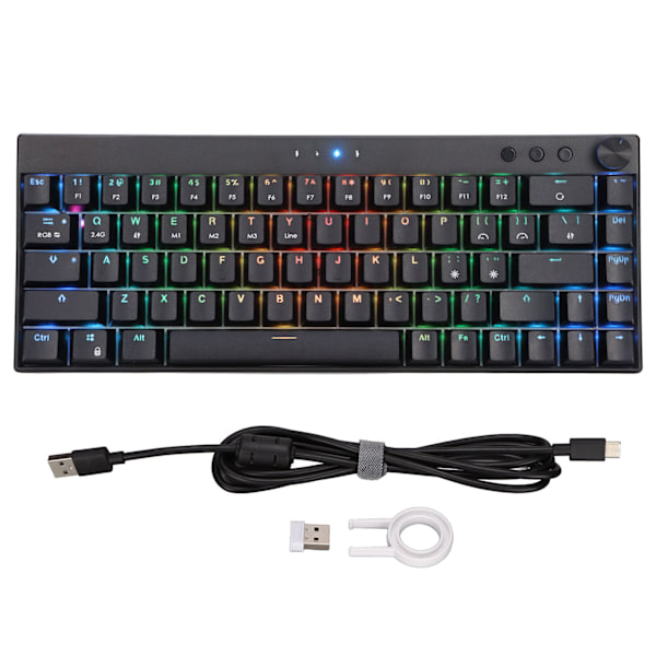 Mekanisk tangentbord 68 tangenter Tre lägen RGB-bakgrundsbelysning 1800mAh batteriSvart mekaniskt spelande tangentbordSvart brytare
