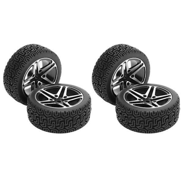 4 stk. RC-hjul og dæk sæt aluminiumsfælge gummidæk til HSP 94122 94123 TT01 WF06 1/10 RC bil crawler sort