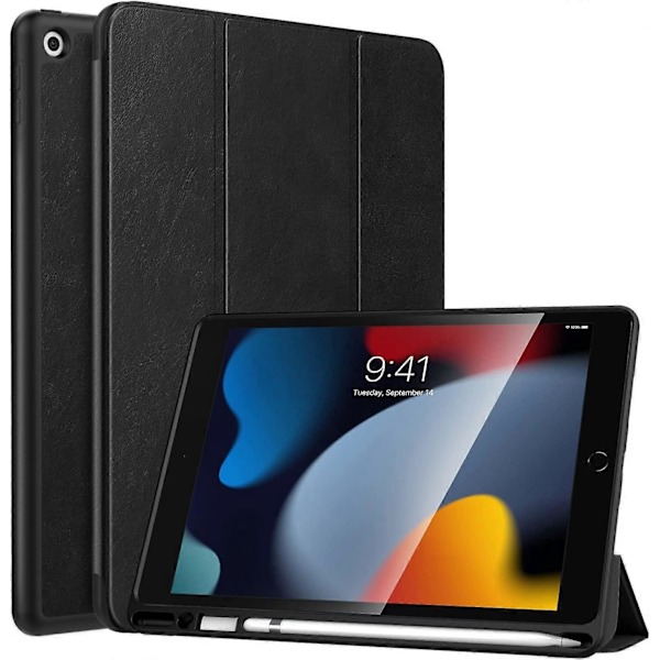 Apple iPad 10.2 2021/2020/2019 Ohut kolmiosainen suojakotelo - Musta