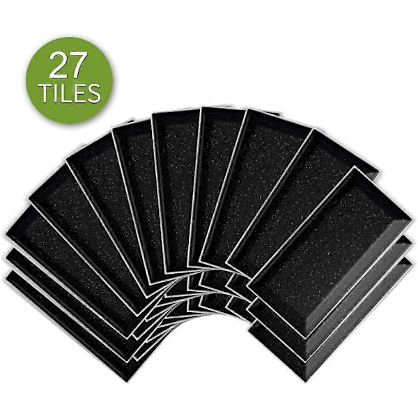 20X10cm 27 st Självhäftande Dekaler för Kakel, Vattentåliga PVC Kakeldekor Backsplash för Hem Kök Dekor, Svart Terrazzo