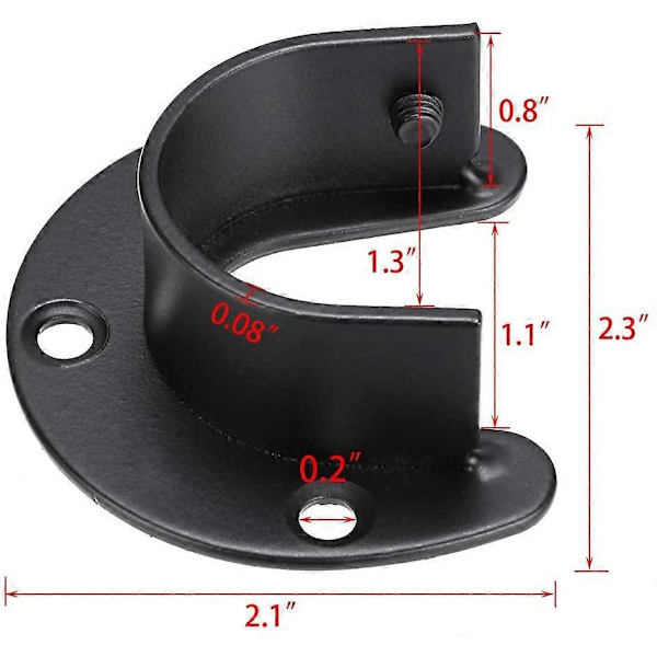 6 Pakker Garderobestang Endestøtter Gardinflens Stangholder 1-1/4\" Diameter, U-formet Rustfritt Stål Garderobestang Sokler Åpningsflens Stangbrakett for