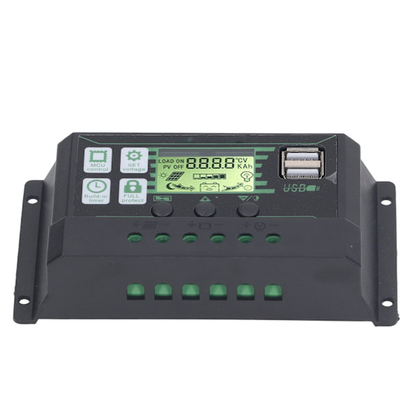 PWM Solar Charge Controller Regulator LCD Display til ÅBNE AGM GEL Batterier 12V 24V 100A 2 USB PV Panel Kontrol