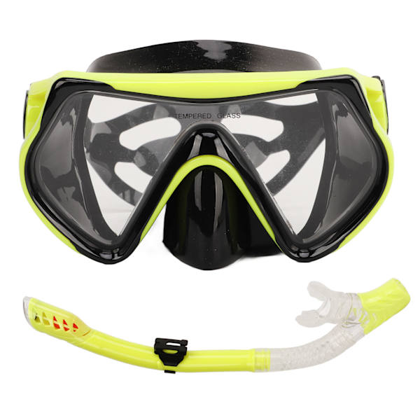 Justerbart snorklesett for voksne, snorkelbrille og pustetube, snorkleutstyr for voksne til svømmetrening, gult