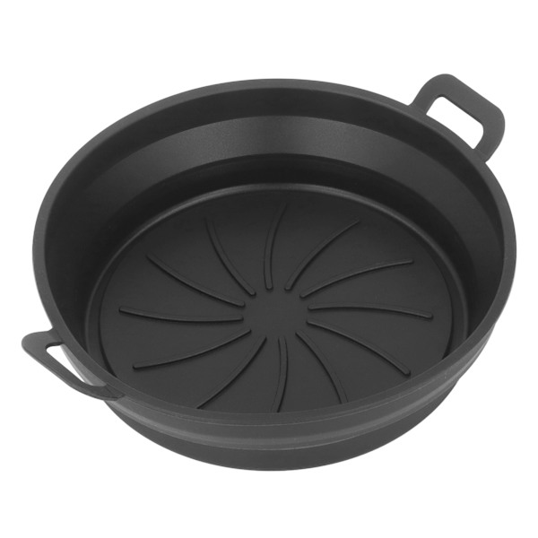 Foldbar Frituregryde Silikone Liner Fødevarekvalitet Høj Temperaturbestandig Rund Frituregryde Silikone Gryde Sort Diameter 19CM