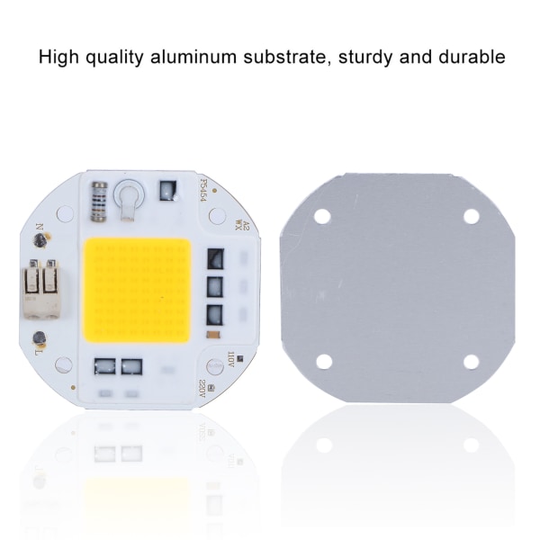 AC220V 50W Integrert Chip Lyskilde Høy Lys COB Pære Spotpære Varm Hvit