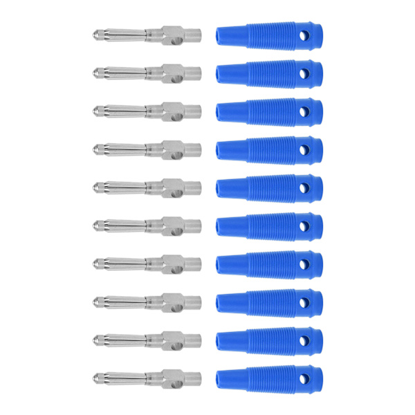 10 st 4 mm 7-stifts bananplugg koppar 1000V 32A staplingsbara hanpluggar med mjuk hylsskruv TightBlå