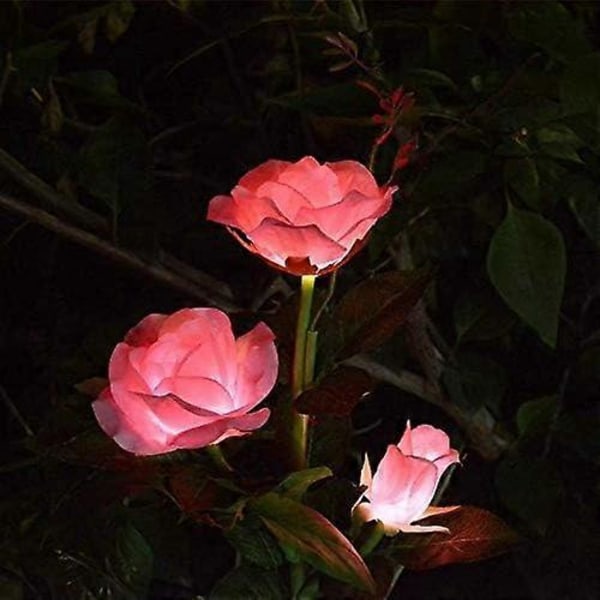 Rosa Sett med 2 Solcellelamper på Rose-/Hagestake, Innkjørsel, Utendørs, Hage, Hage - Vanntett