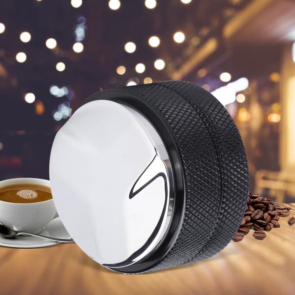 Kaffetamper i rustfrit stål, højdejusterbar fordeler, nivelleringsværktøj, tilbehør 58 mm sort
