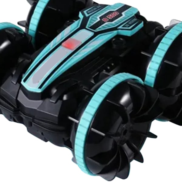 RC-tempputyyauto, kaksisuuntainen, pyörivä, 2,4 GHz, vedenpitävä, USB-ladattava, lapsille sopiva amfibio-RC-autolelu, 3,7 V, sininen