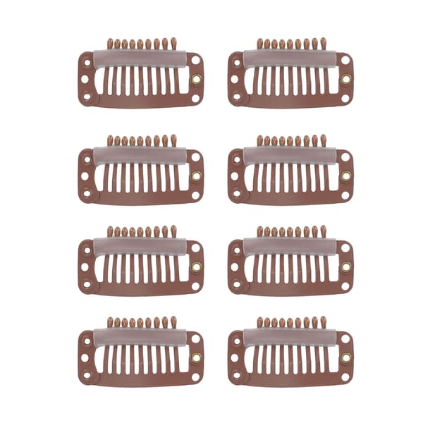 40 stk. Hår Paryk Clips Rustfrit Stål 9 Tænder Holder Hår Extension Hårstykke Clip 32mm Lysebrun