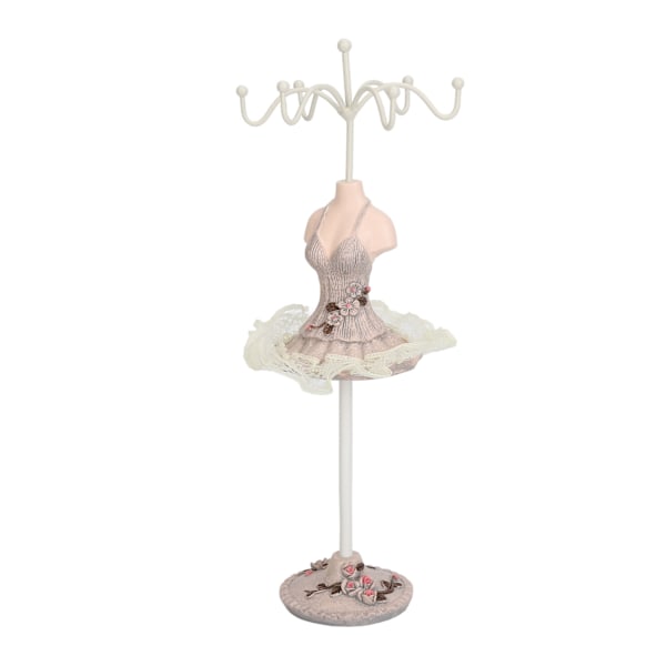 Örhängen Halsband Prinsessklänning Stativ Display Resin Mänsklig Modell Smyckesorganisatör Grå