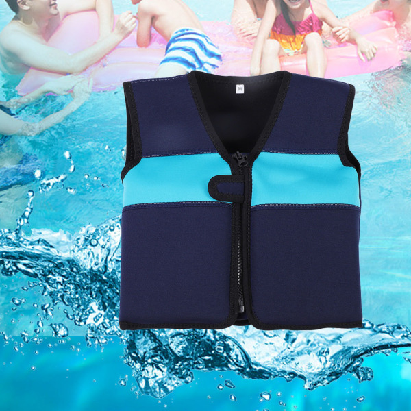 Svømmedress for barn svømmevest jakke for barn 1-6 år (blå L)