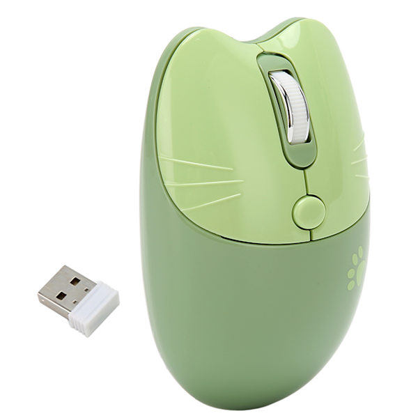 Trådløs mus BT5.1 eller 2,4 GHz Silent Click Justerbar DPI Auto Sleep Office Mouse for Girl Working Family School Cafe Green