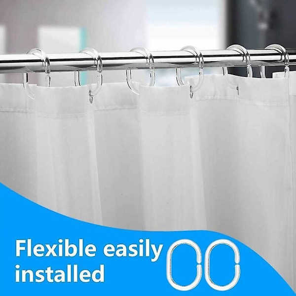12 Stycken Transparenta Duschdraperiringar, Plast Duschringar, C-Formade Duschdraperiringar, Draperihängare, Lämpliga För Badrum