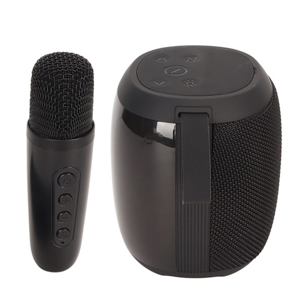 Mikrofon Bluetooth Højttaler RGB Lys Mini Karaoke Maskine med Enkelt Mikrofon til Husholdningsfest Sort