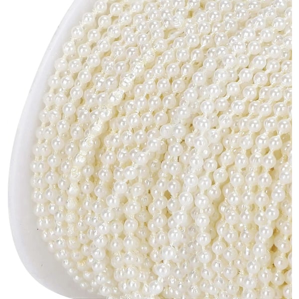 3mm 50m Imitert Perleperler Garland String Perleperlerull Strand for DIY Håndverksprosjekt Bryllupsfestdekorasjon (Beige)