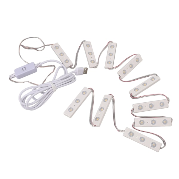 LED-speil lys berørbar hvitt lys USB dimbar forfengelighet sminke lys for bad 10 streng (30 stk lysbrikker)