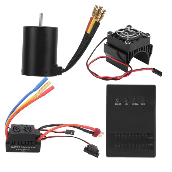 3650 4500KV Børsteløs Motor 60A ESC Programmeringskort Køleplade Kombisæt til 1/8 1/10 RC Bil