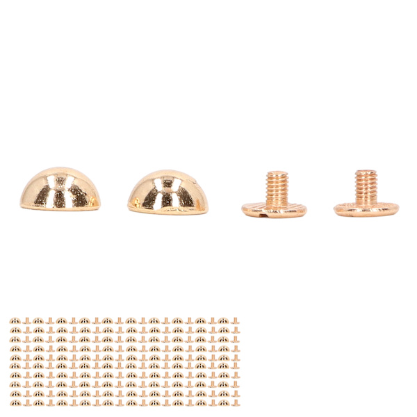 8 mm 100 sett lærnaglersett rund soppform Elektroplettering dekorative nagler Rørformede metallnagler for DIY Craft Gold