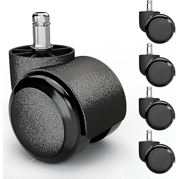 5x Hjul for harde gulv med lydløs og ripefri PVC-belegg - Universalhjul for kontorstoler, ideell for alle gulv (11 x 22 mm)-B16