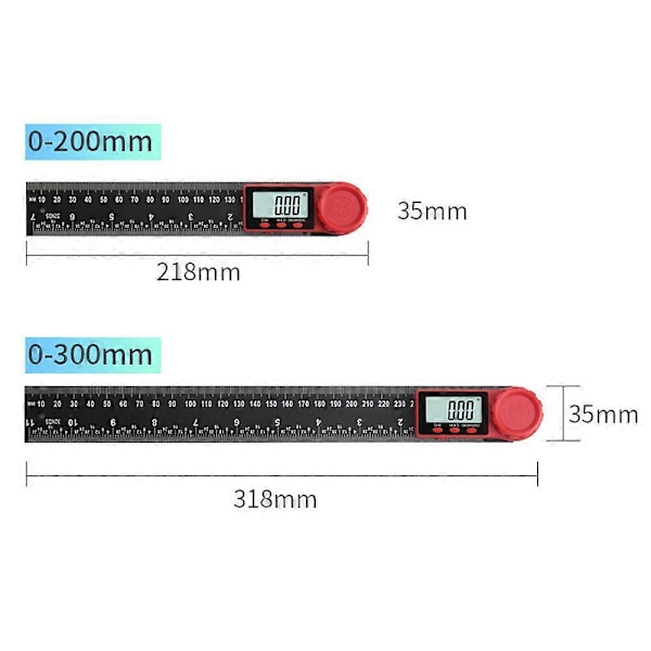 300mm Digital Vinkelmätare Linjal, 2 i 1 Digital Vinkelmätare med LCD-Display och Låsfunktion för Träbearbetning, Hem, Hantverk vit