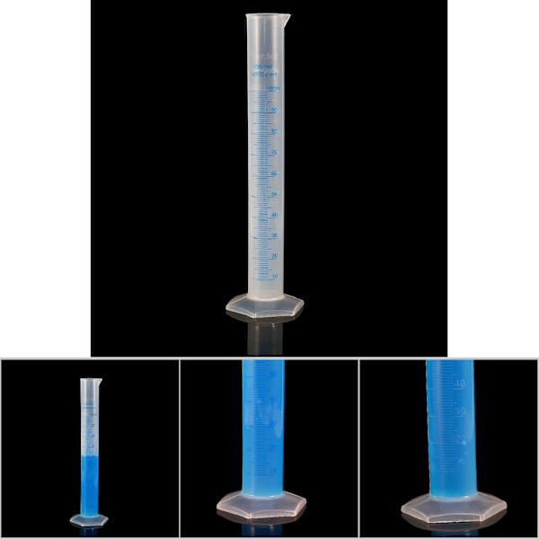 Målecylindre glas 100 ml plastik gradueret cylinder korrosionsbestandighed
