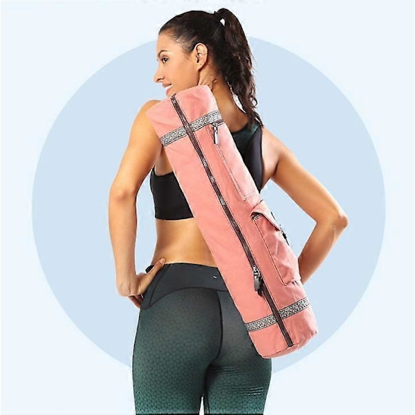 Yogaveske, yogamatteveske for robust yogamattebæreveske med justerbar skulderstropp Rosa