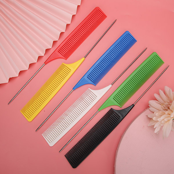 6 kpl Professional Rat Tail Combs Fine Tooth Teasing Comb -hiusten muotoilutyökalu parturiin