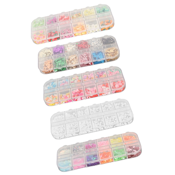 60 Grids Nagelpaljetter Blandade Tunna Nail Art Flake Nail Glitter Paillette 3D Nail Art Stickers för DIY Nageldekoration