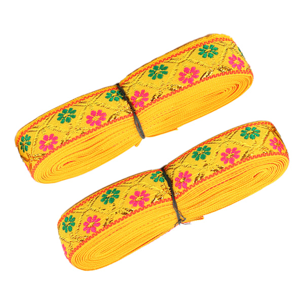 2 st broderad spets lång 7 meter bredd 2,5 cm elegant band för hantverk bröllopsdekoration klänningtillverkning presentförpackning gul