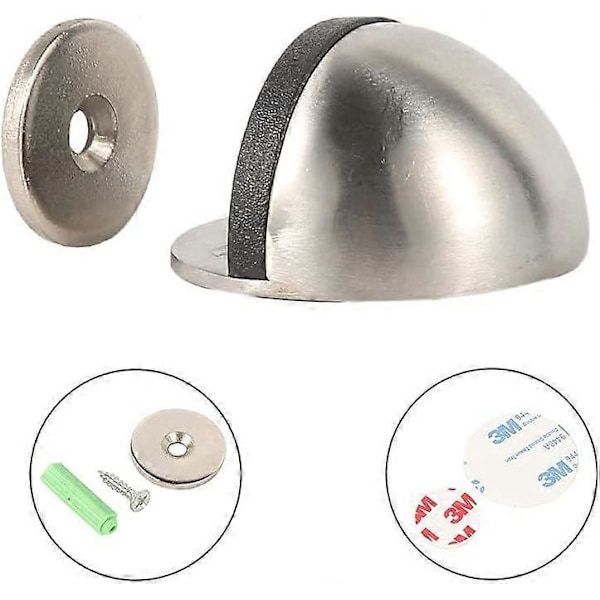 2 kpl Ovenpysäyttimiä Ruostumattomasta teräksestä Magneettinen Puolikuun Ovenpysäytin Lattiaovenpysäytin Kotiin ja Toimistoon (2 kpl)