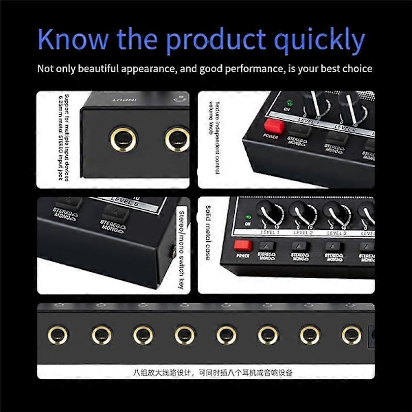HA800S Kompakti audio-vahvistin 8 kanavaa Mini Stereo Power - EU-pistoke