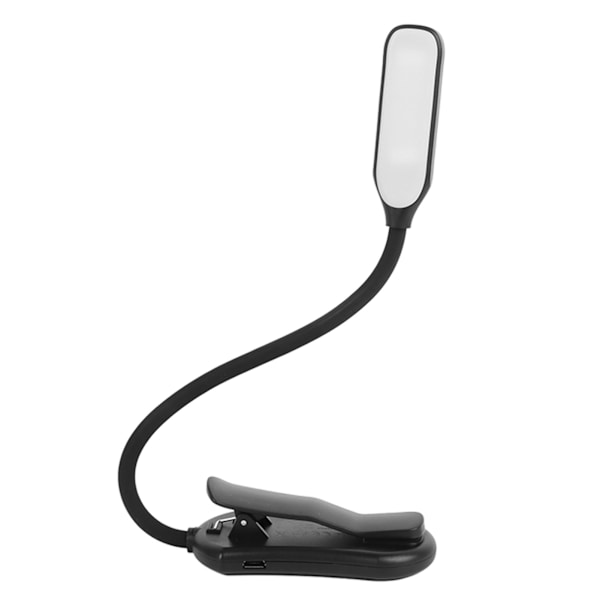 Klippbar läslampa flexibel svanhalsdesign USB-laddning stark plastklämma på boklampa för säng resor kontor