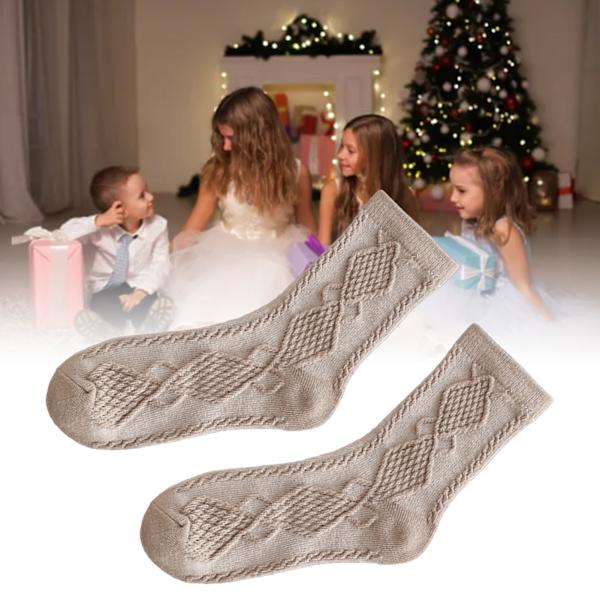 Barnekåpesokker for jenter Bomull Komfortable Varme Retro Preppy Mid Calf Crew Sokker for Vinter Høst Khaki M