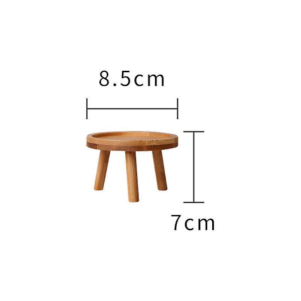 Blomkrukställ i trä - Hög pall för balkong - Rund hylla för inomhus- och utomhusbruk (8x8x7cm)