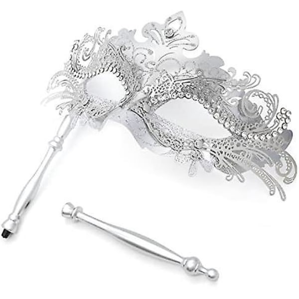 Venetiansk Maskerademaske med Pinner for Halloween og Mardi Gras Kvinners Fest
