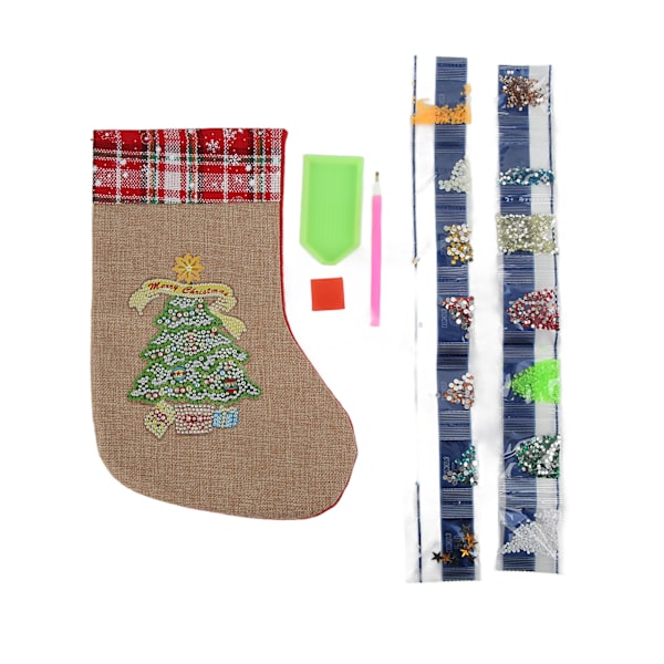 Julstrumpor i linne och flanellmaterial, ljusa färger, utsökt design, dekorationer och prydnader för högtiden