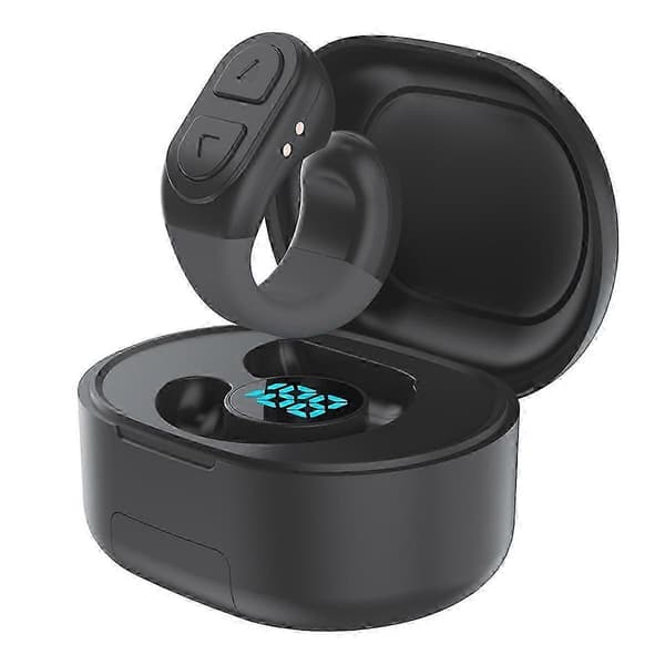 Rullende ringfjernkontroll Bluetooth-sidevenderklikk med digitalt ladeetui for iOS Android-telefon – svart
