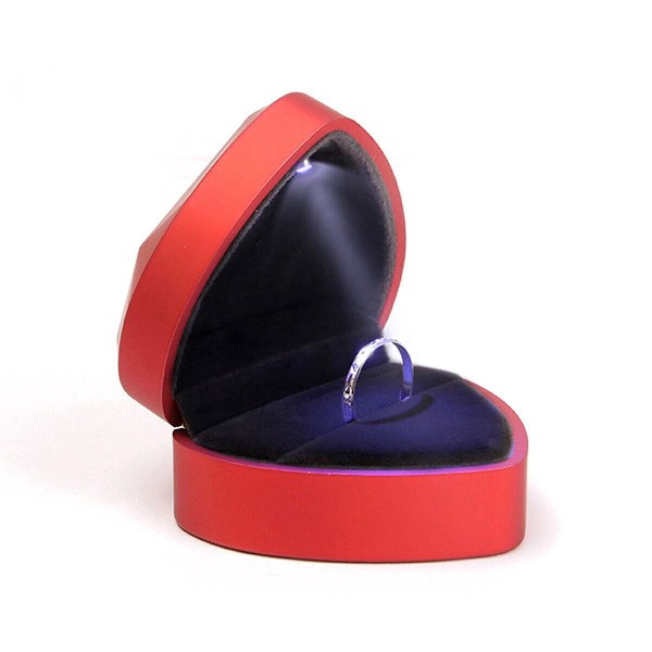 Hjerteformet LED-anhengsboks, smykkegaveesker for armbånd, liten smykkeutstilling med lys for frieri forlovelse bryllup