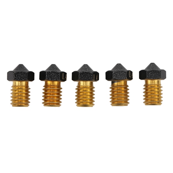 5 st 3D-skrivarmunstycke 0,4 mm mässing PTFE-beläggning extruder varm ände munstycke för 1,75 mm filament 3D-skrivarmunstycke