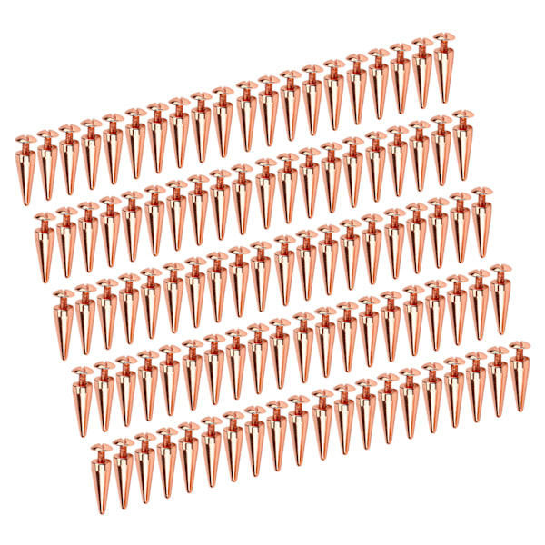 100set Punk Cone Spikes Studs Rose Gold Pointed Electroplating Burr Free Clear Thread Brass Spikes Studs Rock Rivets 10x28mm