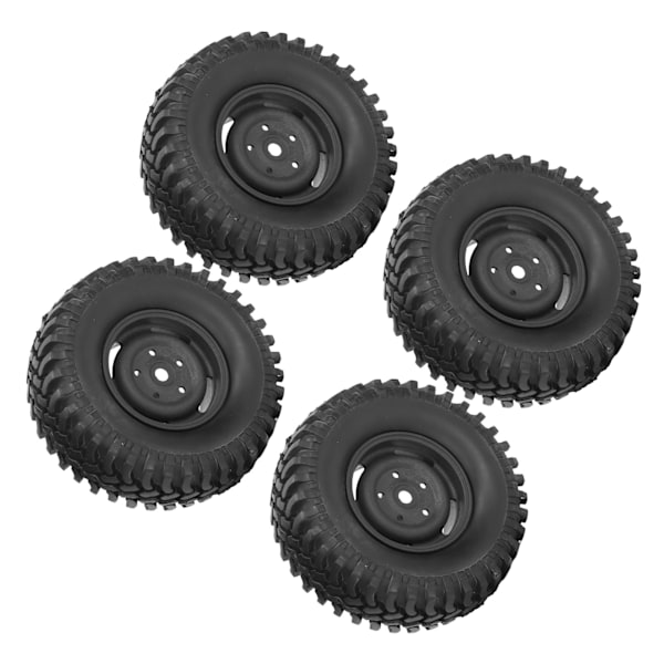 4 stk. RC-hjul og dæk 1,9 tommer gummi plast 100 mm diameter universel RC dæk sæt til udskiftning klatring bil sort