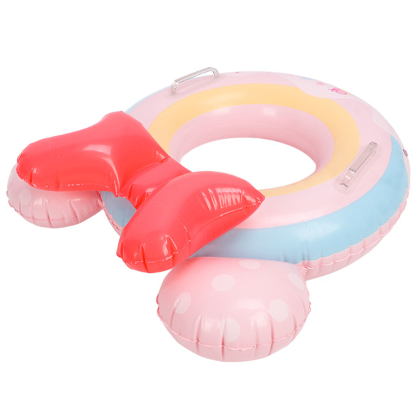 Barn söt tecknad simring barn strandfest mjuk uppblåsbar pool flyta med dubbelt handtag rosa